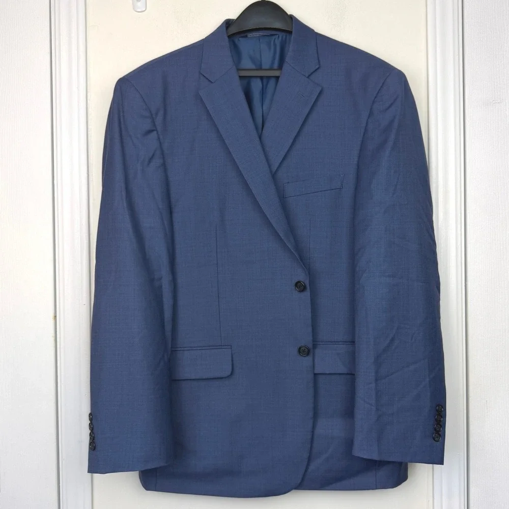 Jos. A. Bank Mens 46R Tailored Fit Wool Blazer Sport Coat Suit Jacket Light Blue